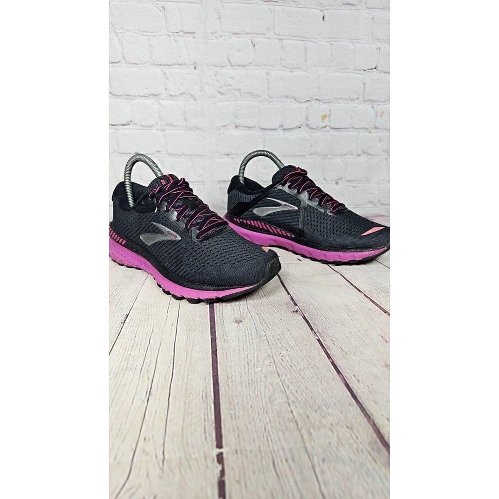 Brooks Adrenaline 20 Ebony Black Purple Athletic Running Shoes Women's Size 6 - Picture 3 of 7